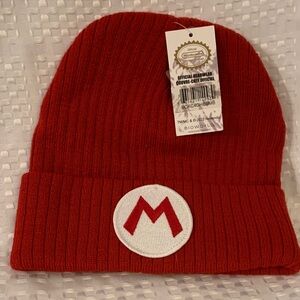 Nintendo Super Mario red beanie with the M for Mario embroidered on the front.
